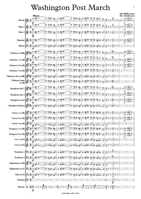 Washington Post March - Orchestre d'harmonie - SOUSA J. P. - Partition