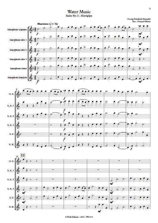 Water Music - Hornpipe - Ensemble de Saxophones - HAENDEL G. F. - app.scorescoreTitle