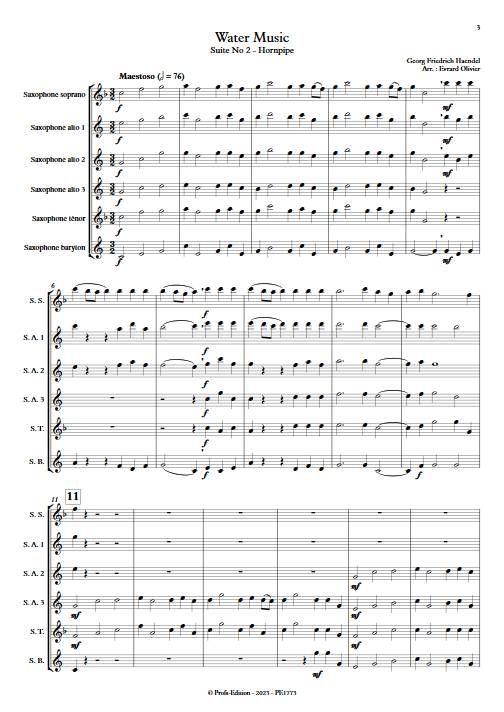 Water Music - Hornpipe - Ensemble de Saxophones - HAENDEL G. F. - Partition