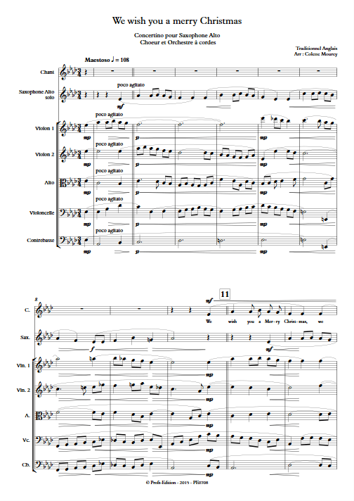 We Wish You a Merry Christmas – Saxophone Chant Orchestre à Cordes - MOUREY C. - Partition