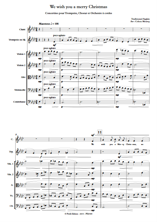 We Wish You a Merry Christmas – Trompette Chant Orchestre à Cordes - MOUREY C. - Partition