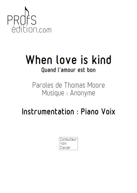 When Love Is Kind - Piano Voix - ANONYME - page de garde