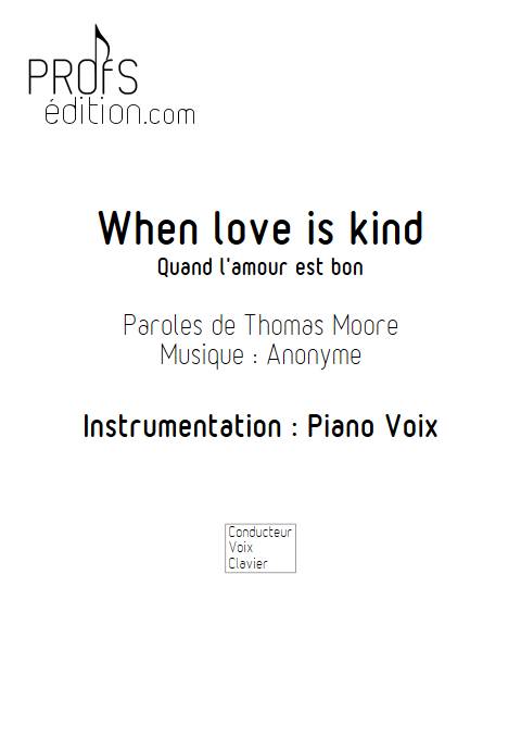 When Love Is Kind - Piano Voix - ANONYME - page de garde