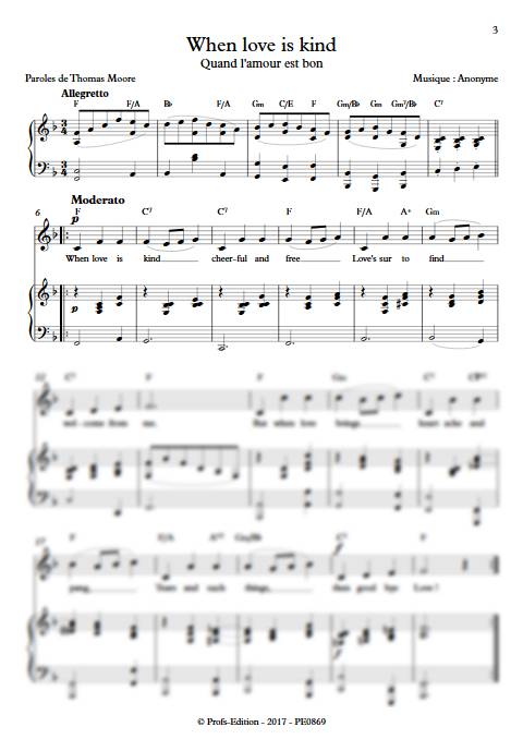 When Love Is Kind - Piano Voix - ANONYME - Partition