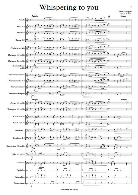 Whispering to you - Orchestre d'Harmonie - CALCAGNO N. - Partition