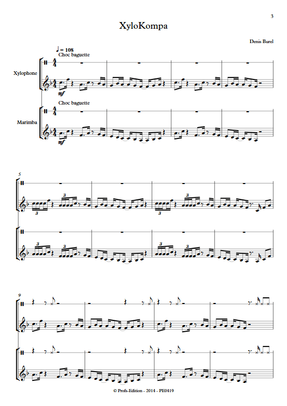 Xylo Kompa - Duo Percussions - BUREL D. - Partition
