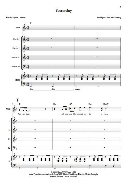 Yesterday - Ensemble Variable - MCCARTNEY P. - Partition