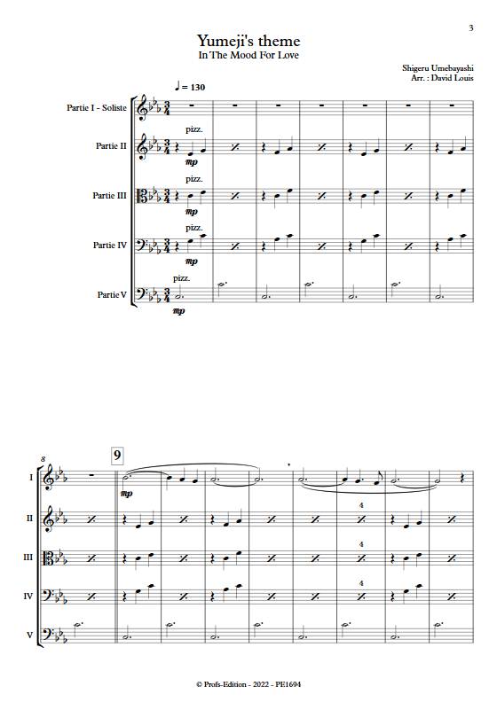 Yumeji's theme (in The Mood For Love) - Ensemble Variable - UMEBAYASHI S. - Partition