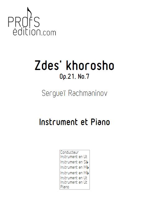 Zdes Khorosho - Instrument et Piano - RACHMANINOV S. - page de garde