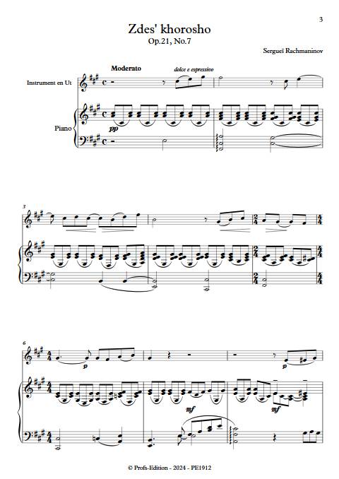 Zdes Khorosho - Instrument et Piano - RACHMANINOV S. - Partition