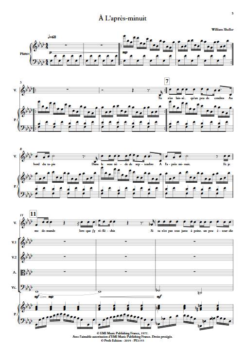 À L'après-minuit - Chant et Quintette à Cordes - SHELLER W. - Partition