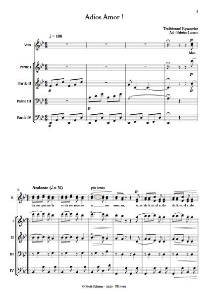 Adios amor - Ensemble Variable - TRADITIONNEL EQUATORIEN - app.scorescoreTitle