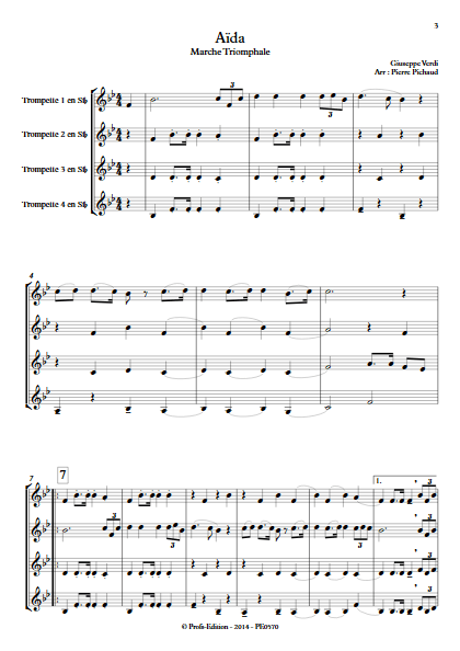 Aïda - Quatuor de Trompettes - VERDI G. - Partition