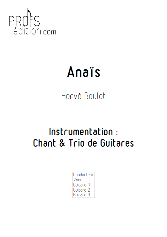 Anaïs - Trio de Guitares & Voix- BOULET H. - page de garde