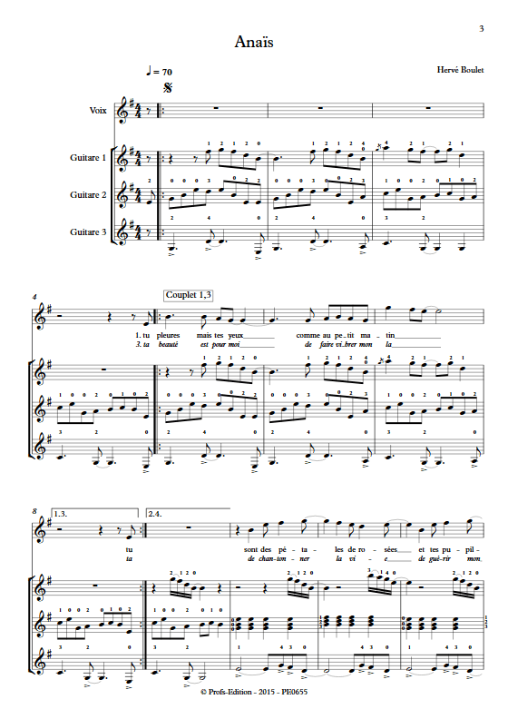 Anaïs - Trio de Guitares & Voix- BOULET H. - app.scorescoreTitle