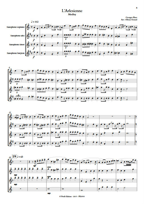 L'Arlésienne (Medley) - Quatuor de Saxophones - BIZET G. - app.scorescoreTitle