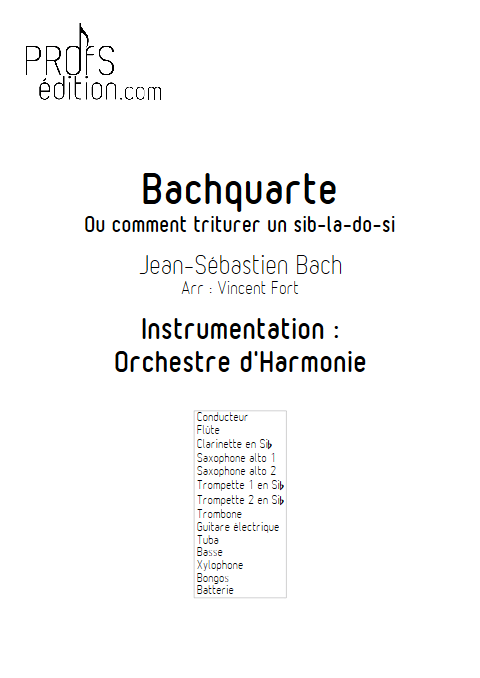 Bachquarte - Orchestre d'Harmonie - BACH J. S. - page de garde