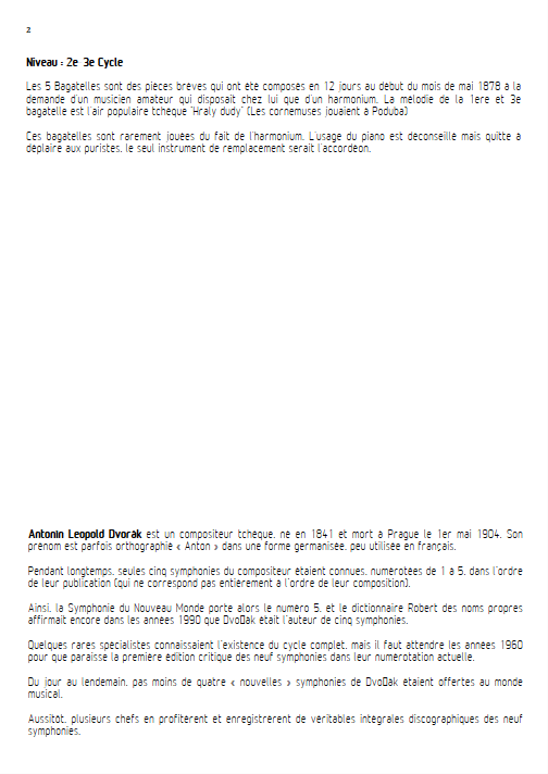 Bagatelle - Trio à Cordes et Clavier - DVORAK A. - Fiche Pédagogique