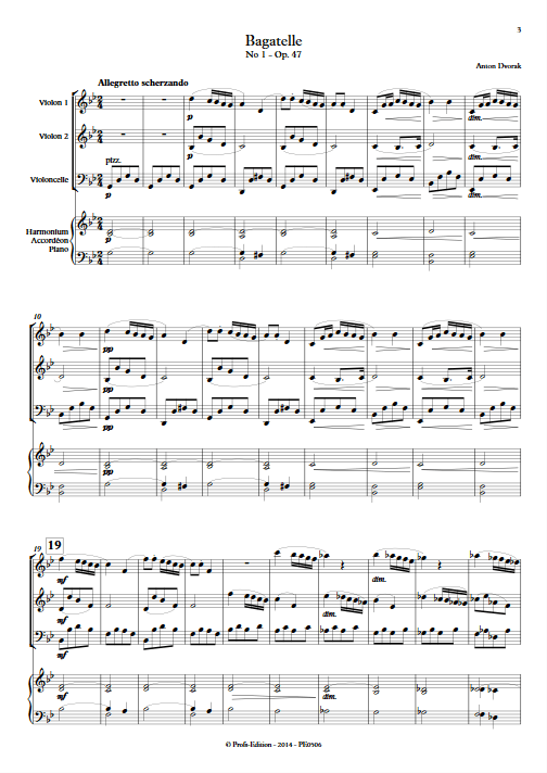 Bagatelle - Trio à Cordes et Clavier - DVORAK A. - Partition