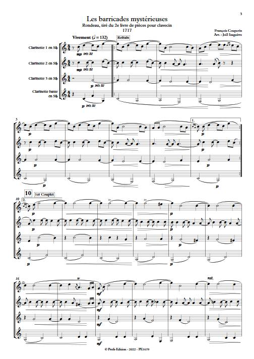 Les barricades mystérieuses - Quatuor de Clarinettes - COUPERIN F. - Partition