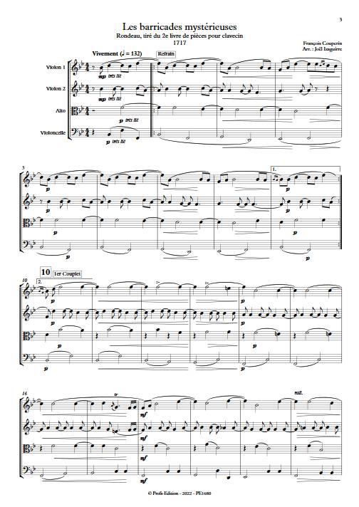 Les barricades mystérieuses - Quatuor à Cordes - COUPERIN F. - Partition
