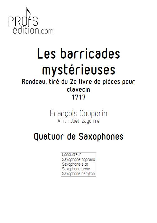 Les barricades mystérieuses - Quatuor de Saxophones - COUPERIN F. - page de garde