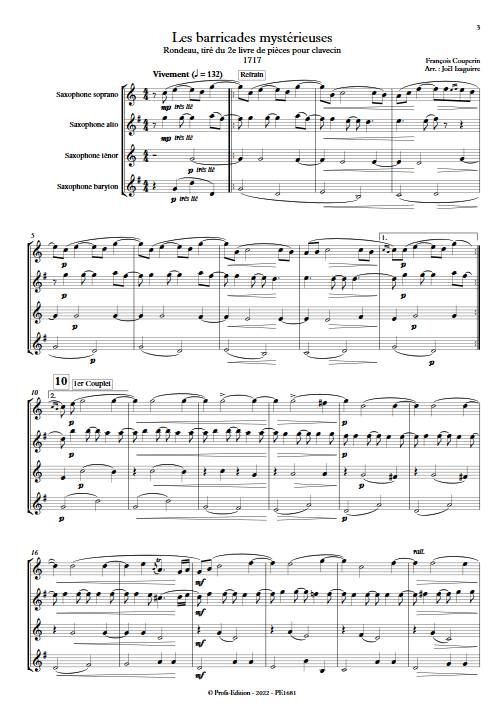 Les barricades mystérieuses - Quatuor de Saxophones - COUPERIN F. - Partition