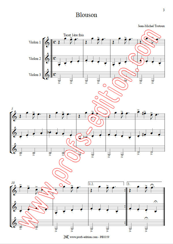 Blouson - Trio de Violons - TROTOUX J. M. - app.scorescoreTitle