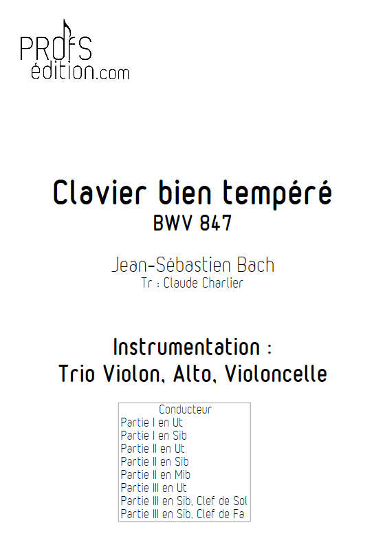 Clavier bien tempéré BWV 847 - Trio - BACH J. S. - page de garde