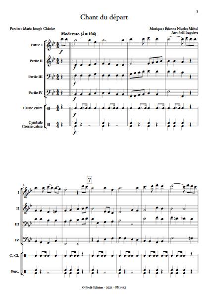 Chant du départ - Fanfare - MEHUL E. N. - Partition