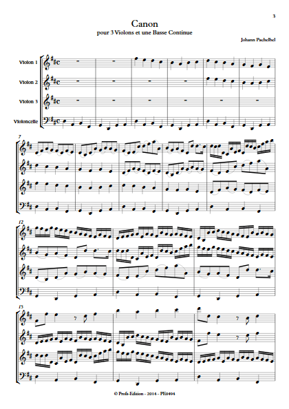 Canon & Gigue - Quatuor à Cordes - PACHELBEL J. - Partition