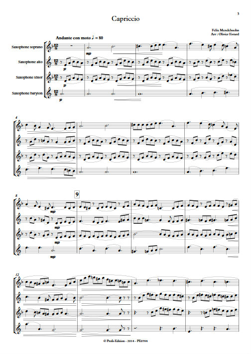 Capriccio - Quatuor de Saxophones - MENDELSSOHN F. - app.scorescoreTitle