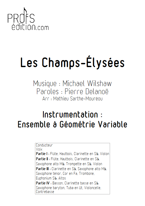 Les Champs-Élysées - Ensemble à Géométrie Variable - WILSHAW M. - page de garde