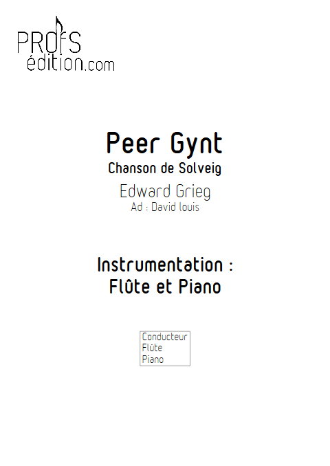 Chanson de Solveig (Peer Gynt) - Flûte et Piano - GRIEG E. - page de garde