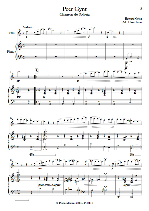 Chanson de Solveig (Peer Gynt) - Flûte et Piano - GRIEG E. - app.scorescoreTitle