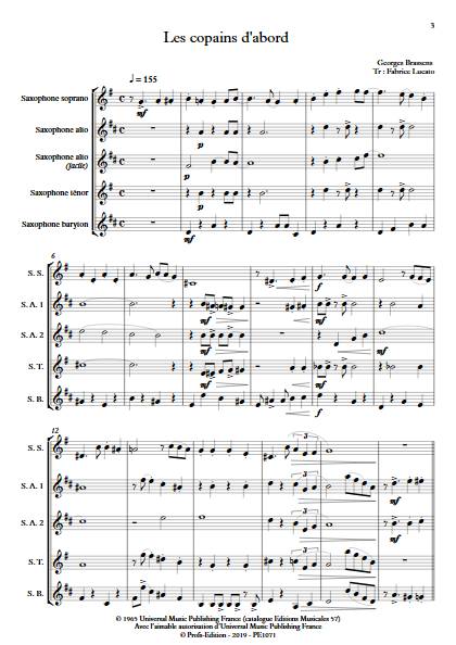 Les copains d'abord - Ensemble de Saxophones - BRASSENS G; - Partition