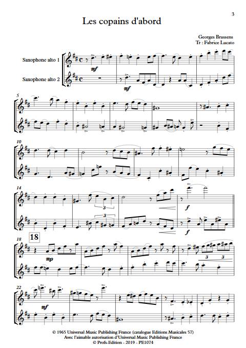 Les copains d'abord - Duo de Saxophones - BRASSENS G. - Partition