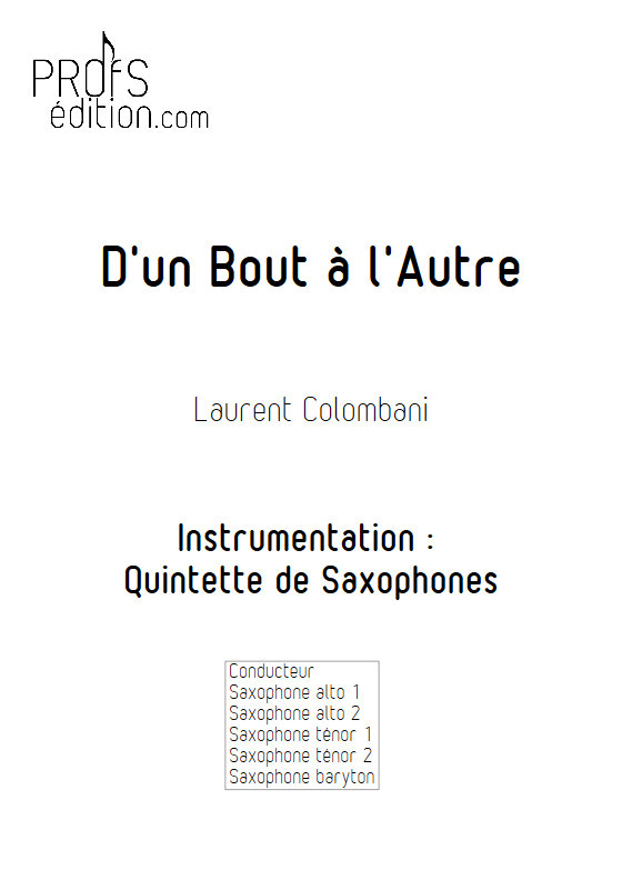 D'un bout à l'autre - Quintette de Saxophones - COLOMBANI L. - page de garde