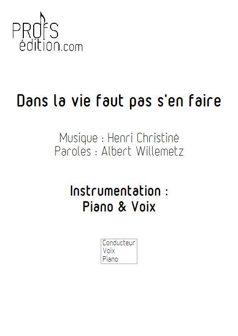 Dans la vie faut pas s'en faire - Piano & Voix - CHRISTINE H. - page de garde