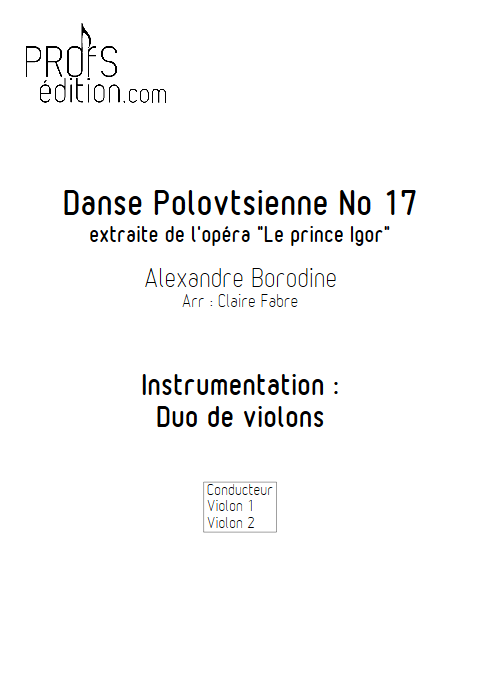 Danse Polovtsienne - Duo Violons - BORODINE A. - page de garde