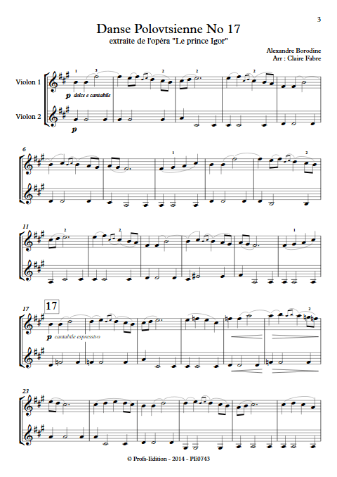 Danse Polovtsienne - Duo Violons - BORODINE A. - Partition