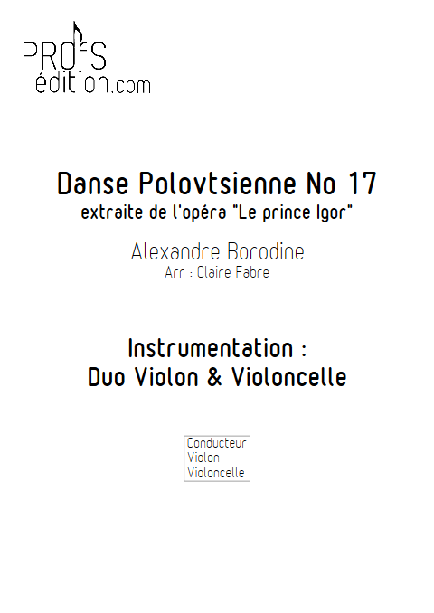 Danse Polovtsienne - Duo Violon et Violoncelle - BORODINE A. - page de garde