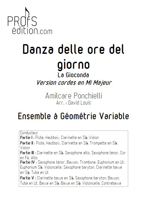 Danza delle ore del giorno, La Gioconda - Ensemble Variable - PONCHIELLI A. - page de garde