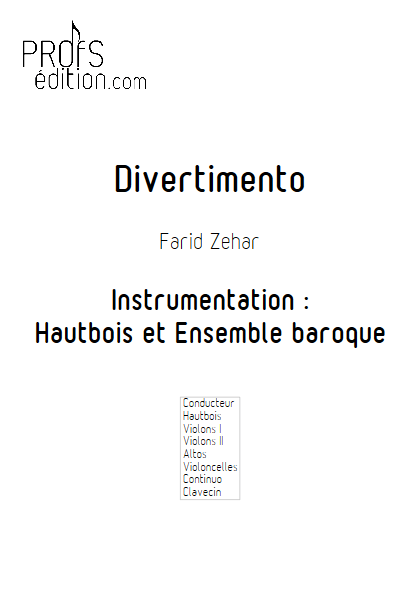 Divertimento - Hautbois & Ensemble Baroque - ZEHAR F. - page de garde