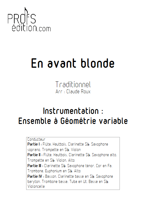 En Avant Blonde - Ensemble à Géométrie Variable - TRADITIONNEL - page de garde