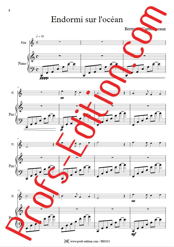 Endormi sur l'océan - Duo Flûte Piano - CARBONNEAUX B. - Partition