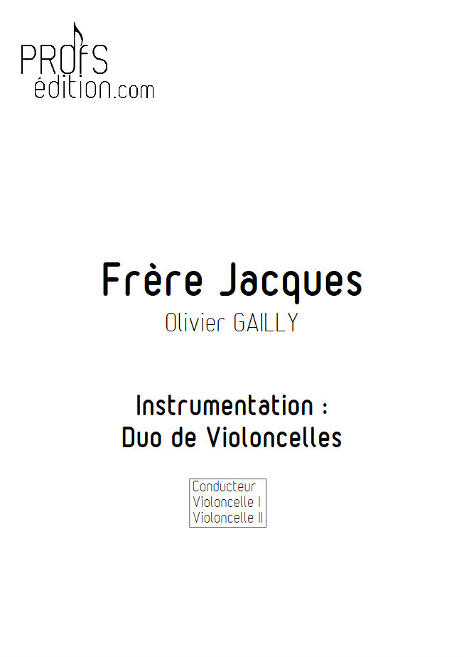 Frère Jacques - Duo Violoncelles - TRADITIONNEL - page de garde