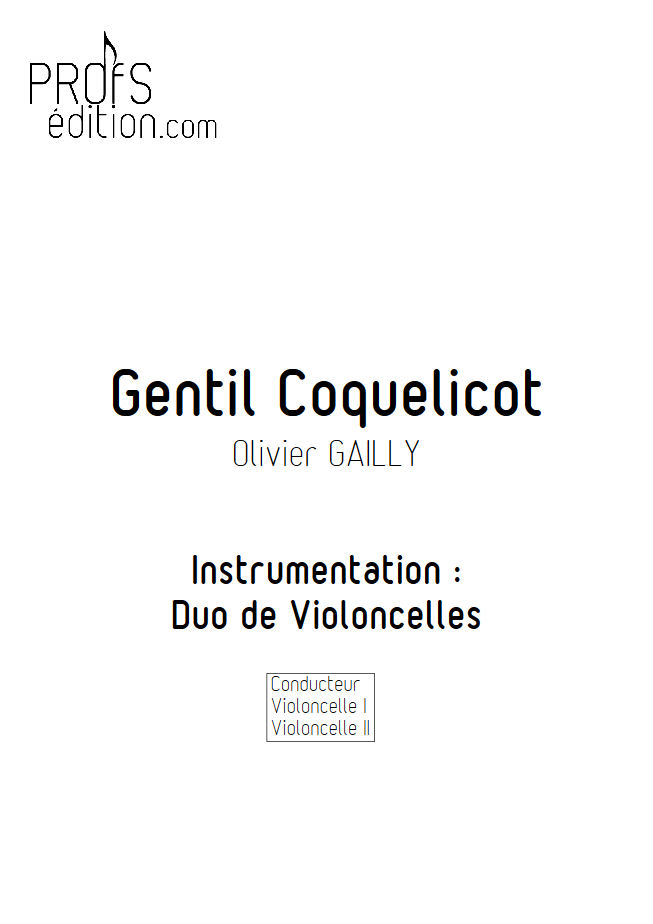 Gentil Coquelicot - Duo Violoncelles - TRADITIONNEL - page de garde