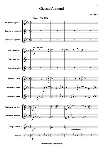 Giovanni's sound - Ensemble de Saxophones - VEYS A. - Partition