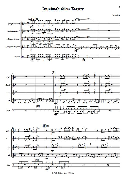 Grandma's Yellow Toaster - Quatuor de Saxophones - VEYS A. - Partition